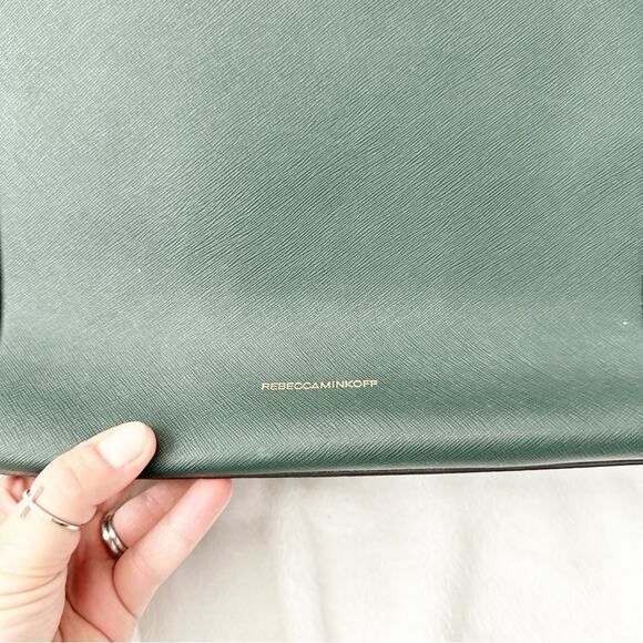 Rebecca Minkoff Monroe hunter green saffiano leather purse tote and strap - Picture 2 of 9